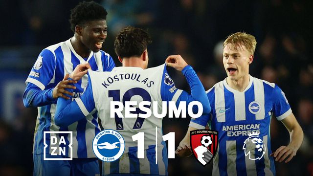 Brighton resgata ponto fora de horas contra o Bournemouth (resumo)