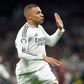 Kylian Mbappé a celebrar o seu terceiro golo do encontro no Real Madrid-Man. City