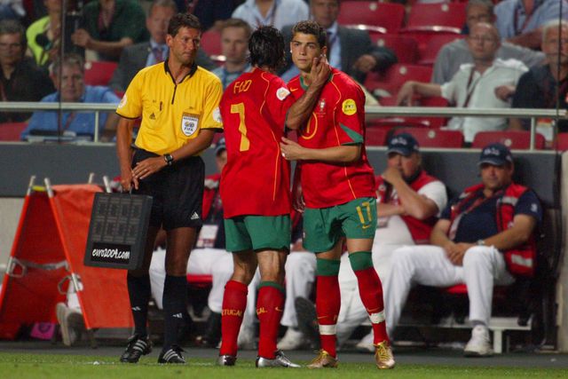 Figo e Cristiano Ronaldo na Seleção Nacional