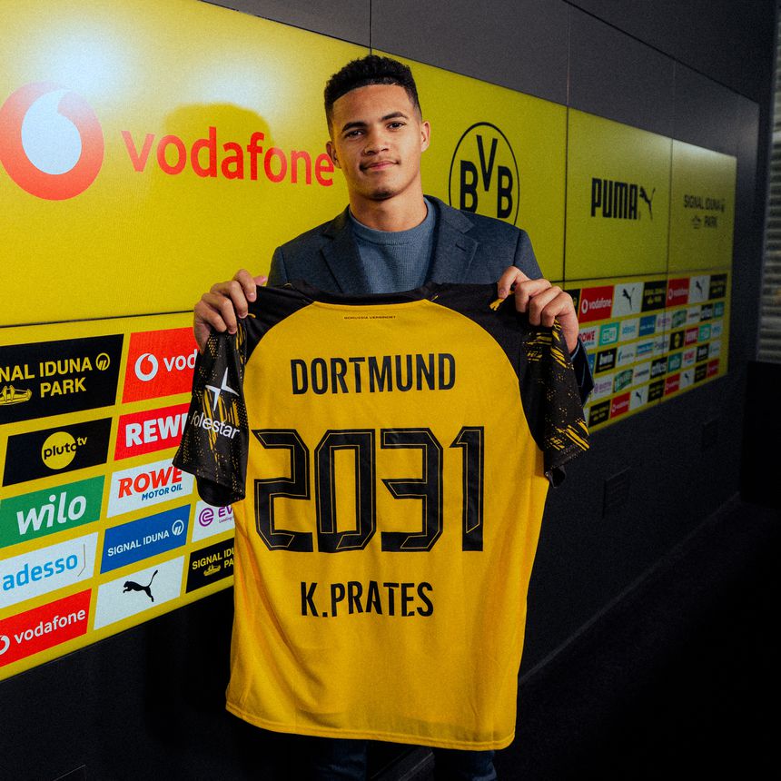 Kauã Prates com a camisola do Dortmund - Foto: Dortmund