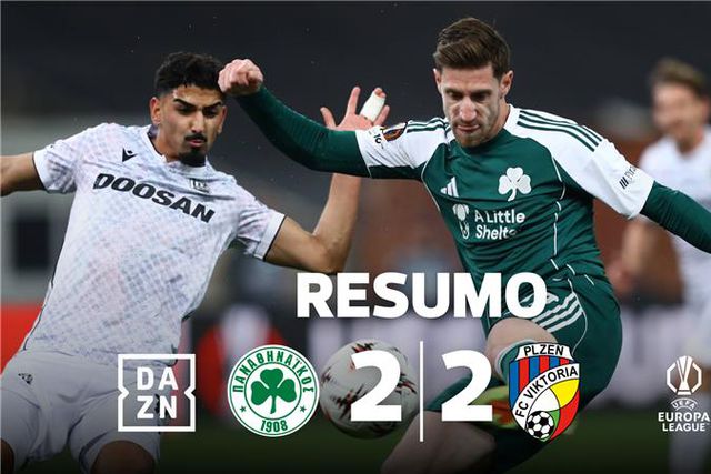 Renato Sanches no empate com quatro golos no Panathinaikos-Plzen