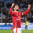 Bruno Fernandes a celebrar o terceiro golo do Man. United em casa do Leicester