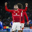 Bruno Fernandes a celebrar mais um golo pelo Man. United em casa do Leicester