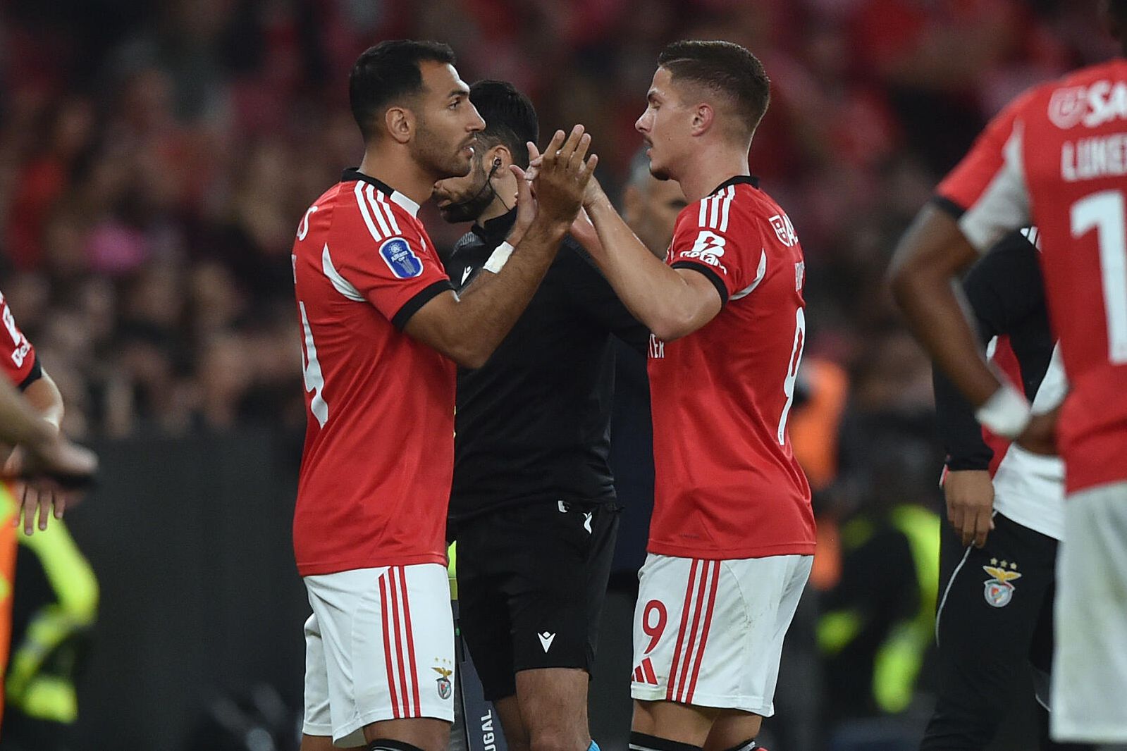 Pavlidis e Ivanovic, pontas de lança do Benfica (foto: Miguel Nunes)