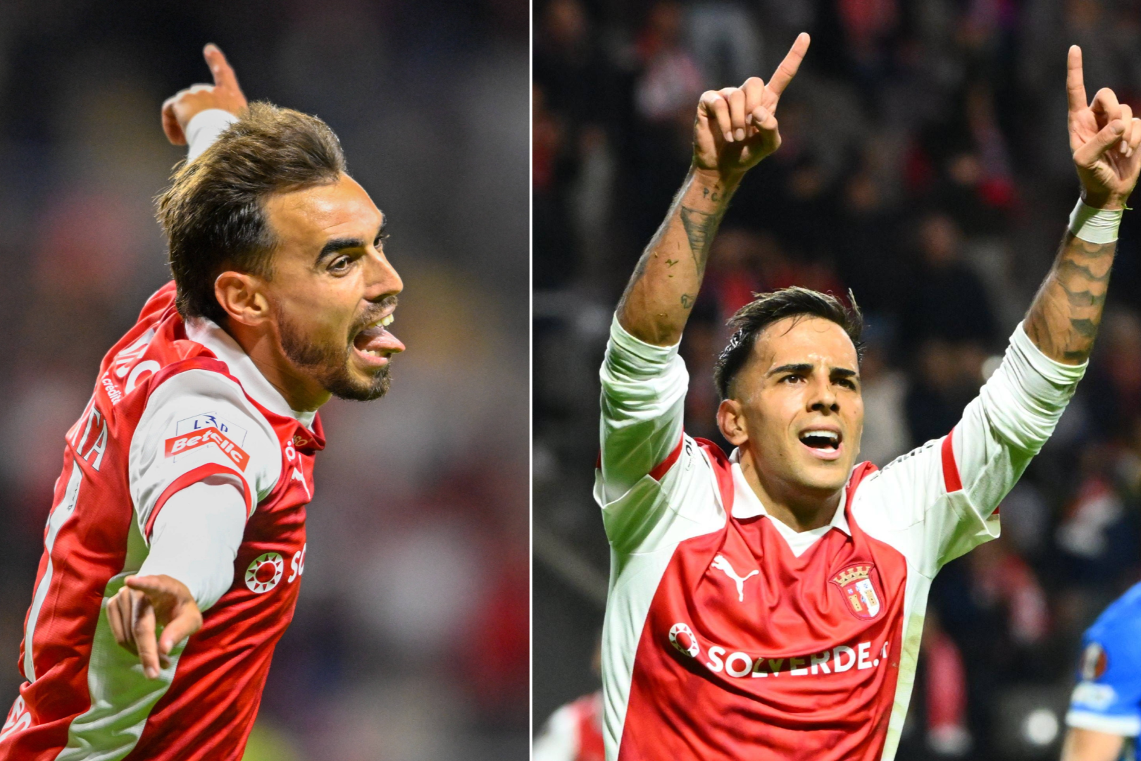 Ricardo Horta e Rodrigo Zalazar têm participação direta em 50 dos 99 golos do SC Braga esta época - Fotos: IMAGO