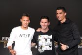 Cristiano Ronaldo, Lionel Messi e Neymar na cerimónia da Bola de Ouro