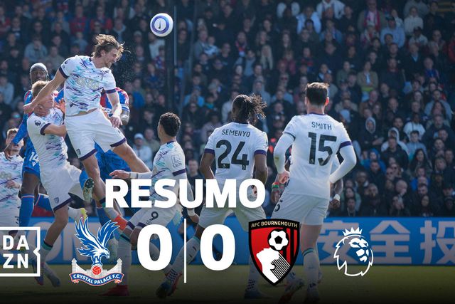 VÍDEO: expulsão à beira do intervalo no empate entre Crystal Palace e Bournemouth (resumo)