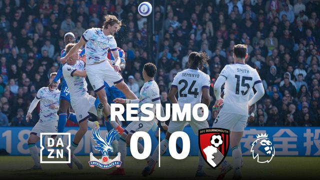 VÍDEO: expulsão à beira do intervalo no empate entre Crystal Palace e Bournemouth (resumo)