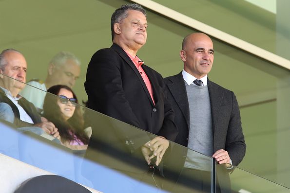 Rui Alves, presidente do Nacional, com o selecionador nacional Roberto Martínez