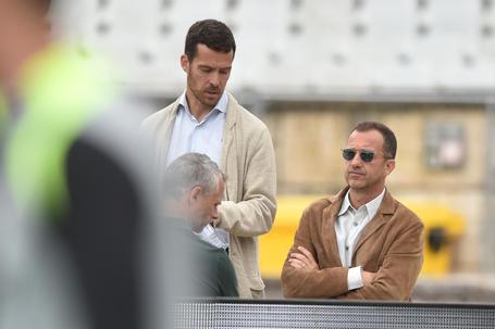 Bernardo Palmeiro, diretor geral dos leões, e o presidente Frederico Varandas tratam do mercado do Sporting - Foto: MIGUEL NUNES