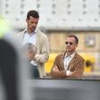 Bernardo Palmeiro, diretor geral dos leões, e o presidente Frederico Varandas tratam do mercado do Sporting (Foto Miguel Nunes )