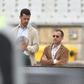 Bernardo Palmeiro, diretor geral dos leões, e o presidente Frederico Varandas tratam do mercado do Sporting - Foto: MIGUEL NUNES