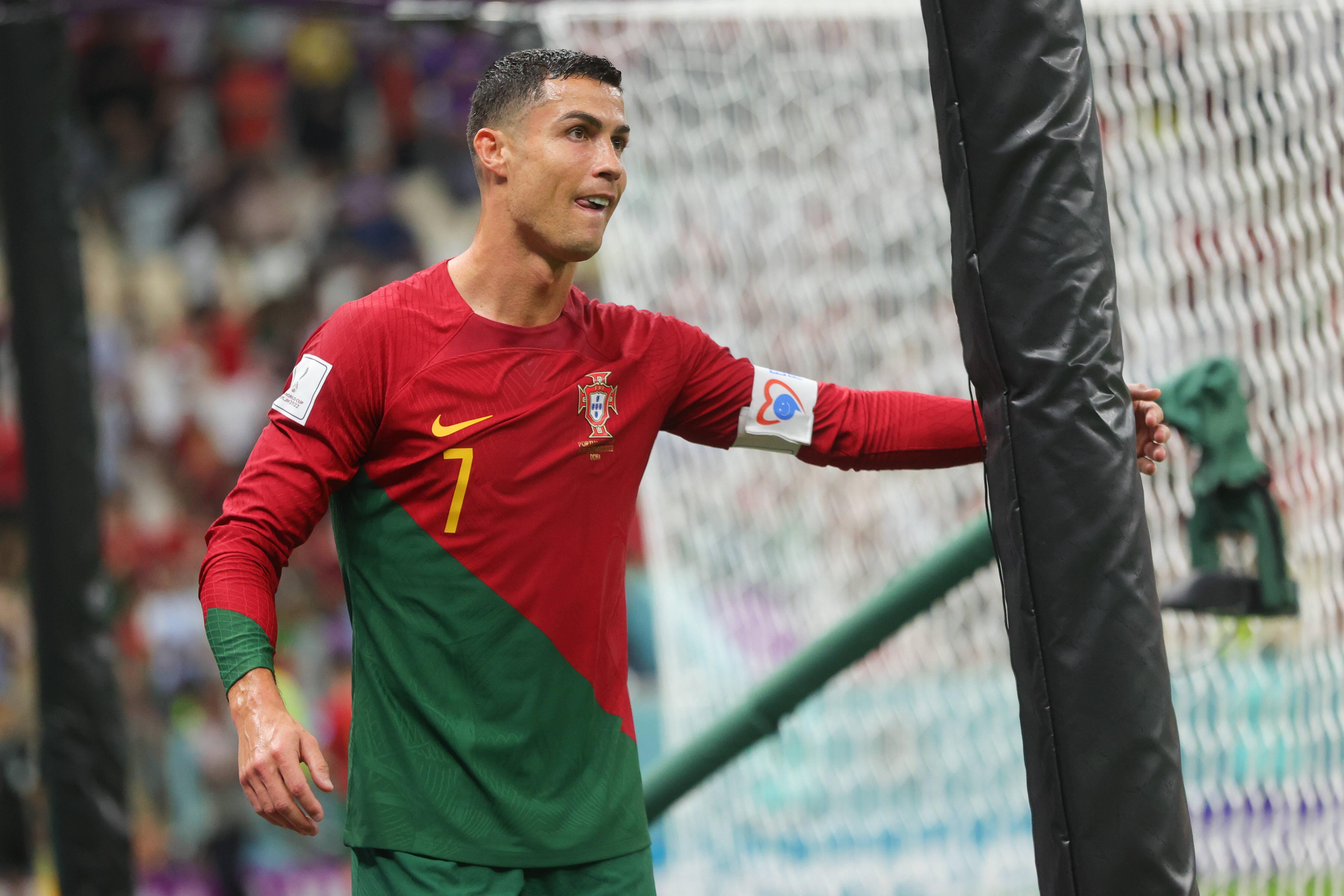 Cristiano Ronaldo, na altura avançado do Manchester United e a caminho do Al Nassr