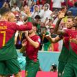 Cristiano Ronaldo a celebrar o golo de Rafael Leão no Mundial 2022