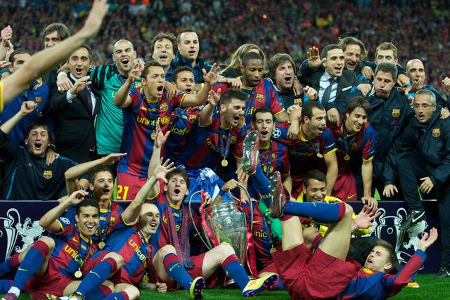 Barcelona de Pep Guardiola, Messi, Xavi, Iniesta ou Puyol a celebrarem a conquista da Liga dos Campeões com Pep Guardiola como treinador - FOTO:Imago