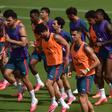 Cristiano Ronaldo no treino desta sexta-feira (MIGUEL NUNES)