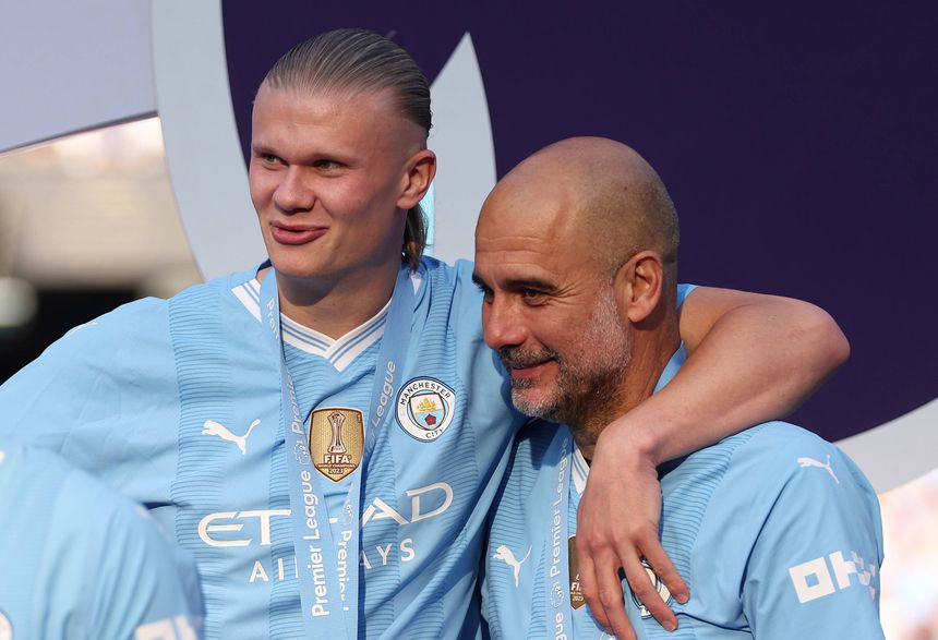 Erling Haaland e Pep Guardiola