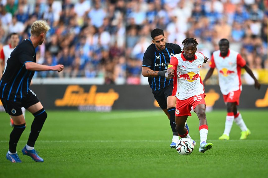 Dorgeles Nene em ação pelo Salzburgo diante do Club Brugge