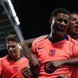 A alegria de Rashford ao marcar pelo Barcelona