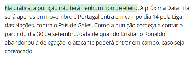 GloboEsporte (Brasil): «Na prática, a punição não terá nenhum tipo de efeito»