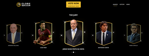 A lista dos membros do júri para os Globe Soccer Awards ainda conta com Pinto da Costa