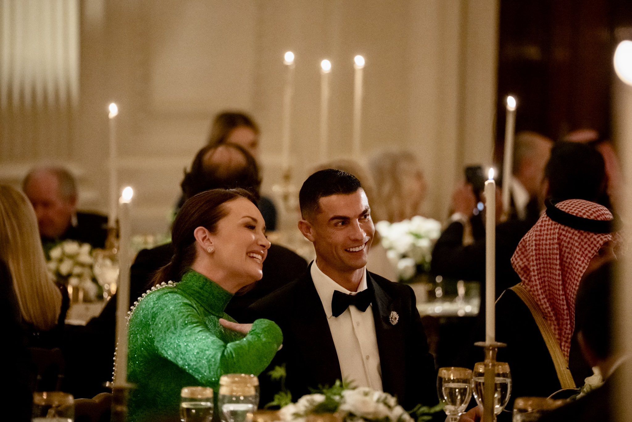 Cristiano Ronaldo no jantar na Casa Branca com Brooke Rollins, secretária da agricultura dos Estados Unidos - Foto: Secretary Brooke Rollins