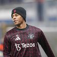 Marcus Rashford durante o aquecimento antes do Plzen-Manchester United, na Chéquia