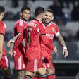 Jogadores do Benfica no desafio da Taça de Portugal frente ao Farense - Foto Imago