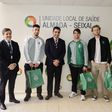 Os capitães Gonçalo Inácio, Daniel Bragança e Morten Hjulmand no Hospital Garcoa de Orta - Foto: SPORTING CP