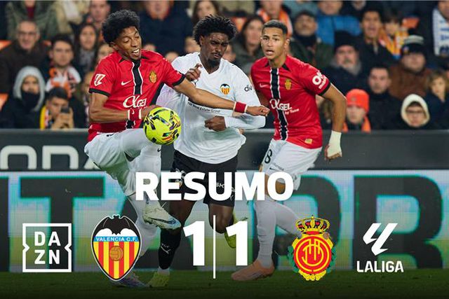 Portugueses em destaque no empate entre Valência e Maiorca (resumo)