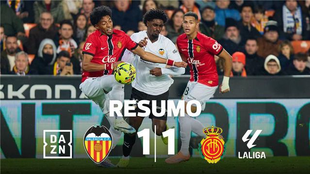 Portugueses em destaque no empate entre Valência e Maiorca (resumo)