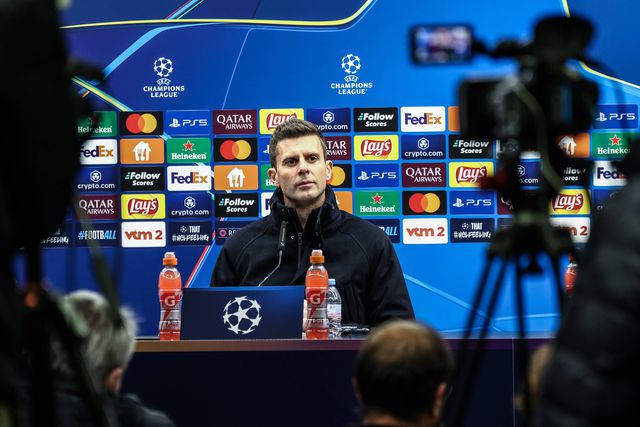 Thiago Motta, treinador da Juventus, fala em conferência de imprensa