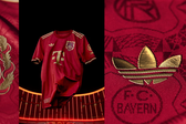 Nova camisola do Bayern é vermelha e conta com detalhes em dourado