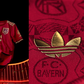 Nova camisola do Bayern é vermelha e conta com detalhes em dourado