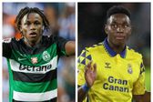Geovany Quenda equipado à Sporting e Dário Essugi com o equipamento do Las Palmas, ambos em jogo
