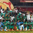 Jogadores do Senegal a festejarem a conquista do CAN em Marrocos