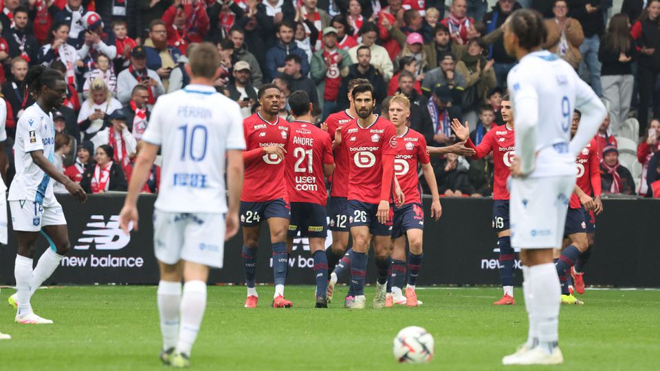 Festejos do Lille frente ao Auxerre