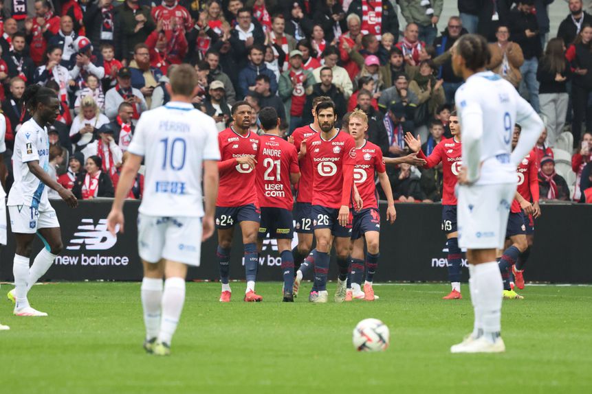 Festejos do Lille frente ao Auxerre