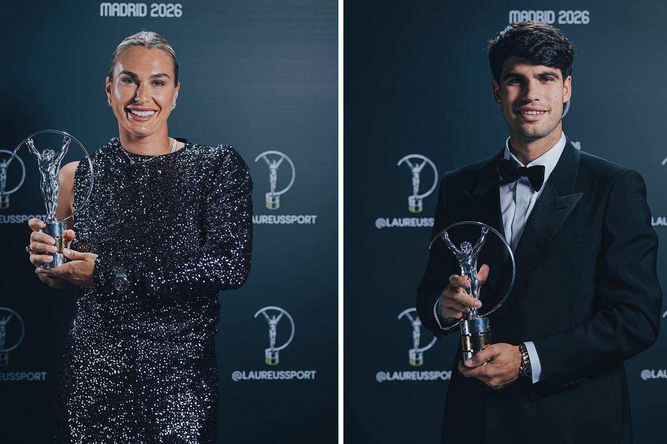 Carlos Alcaraz e Aryna Sabalenko são os vencedores Laureus na edição 2026. Foto Laureus