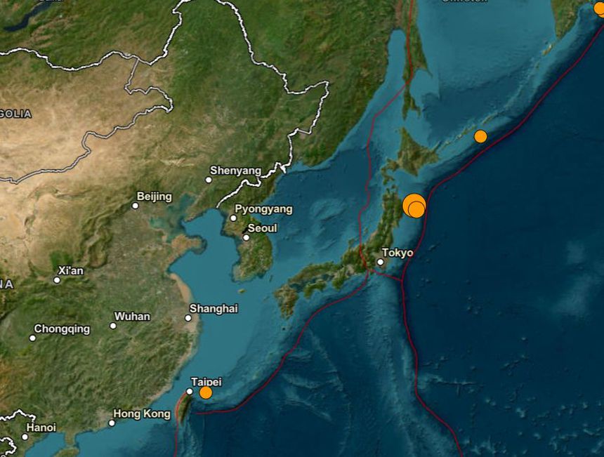 Sismo no Japão - imagem: USGS