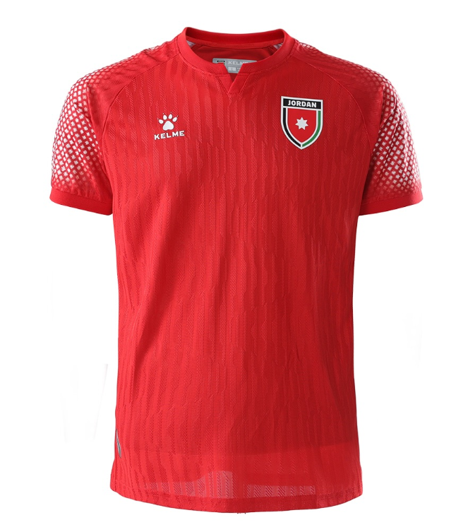 Jordânia (Grupo J), camisola alternativa. Kelme