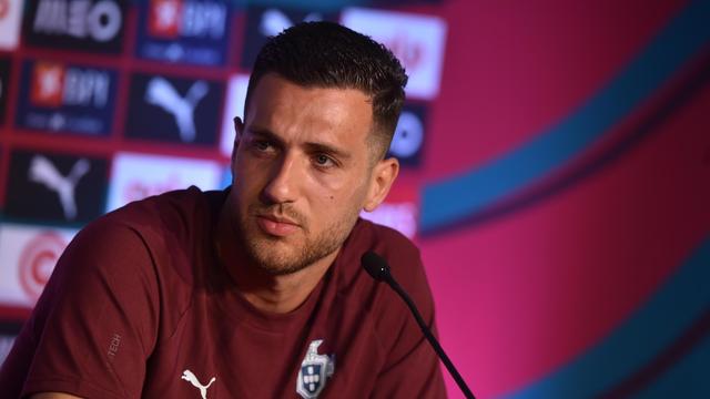 Diogo Dalot em conferência de imprensa (Foto: Miguel Nunes)