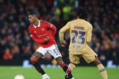 Marcus Rashford a defrontar o Barcelona pelo Man. United