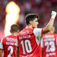 Pau Víctor marcou, aos 25 minutos, de penálti, o primeiro golo do SC Braga diante do Áustria Viena — Foto: Hugo Delgado/LUSA