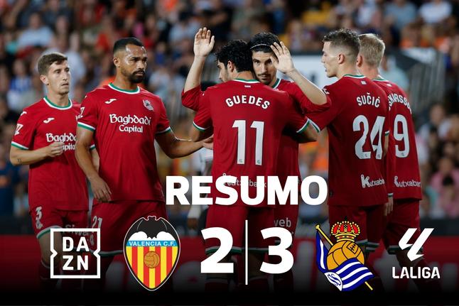 Real Sociedad regressa às vitórias em Valência com golaço ao cair do pano (resumo)