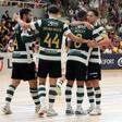 Rufino, Wesley (2), Felipe Valério (3), Rocha e Tiaguinho construíram o triunfo leonino no Minho. Foto: FPF