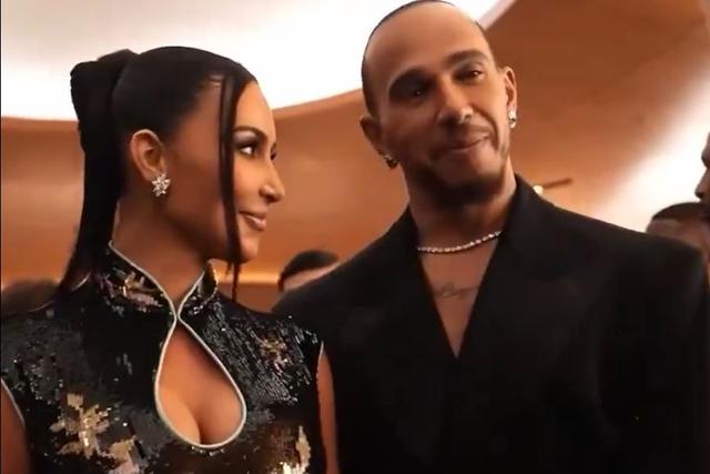 Kim Kardashian e Lewis Hamilton na inauguração do Lucas Museum of Narrative Art, em Los Angeles