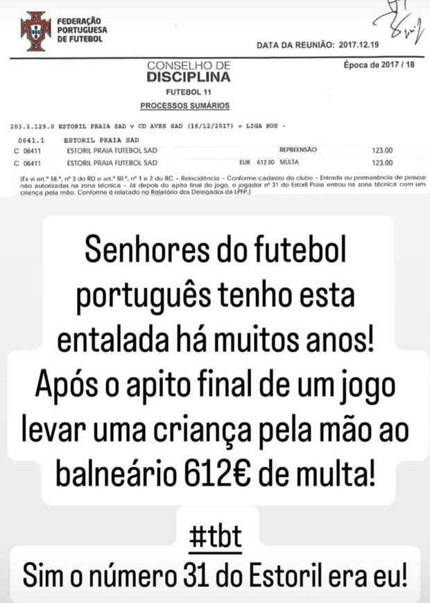 Mensagem de Moreira nas redes sociais
