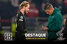 A entrada duríssima que valeu vermelho a Hjulmand