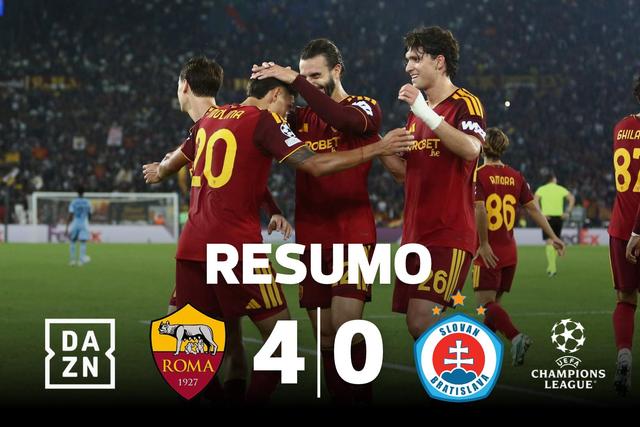Roma dá espetáculo e goleia com Rodrigo Mora no onze (resumo)